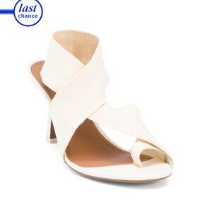 NEOUS Cream Made In Italy Alya Knit Heeled Sandal With Leather Accents